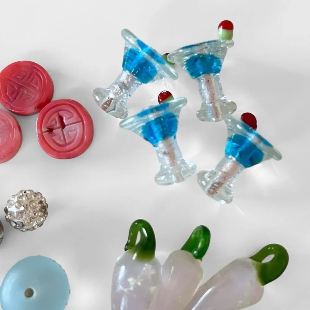 Glass Beads + Charms Jewelry Making Supplies Lot